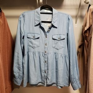 Gather Hem Tencil Button Up